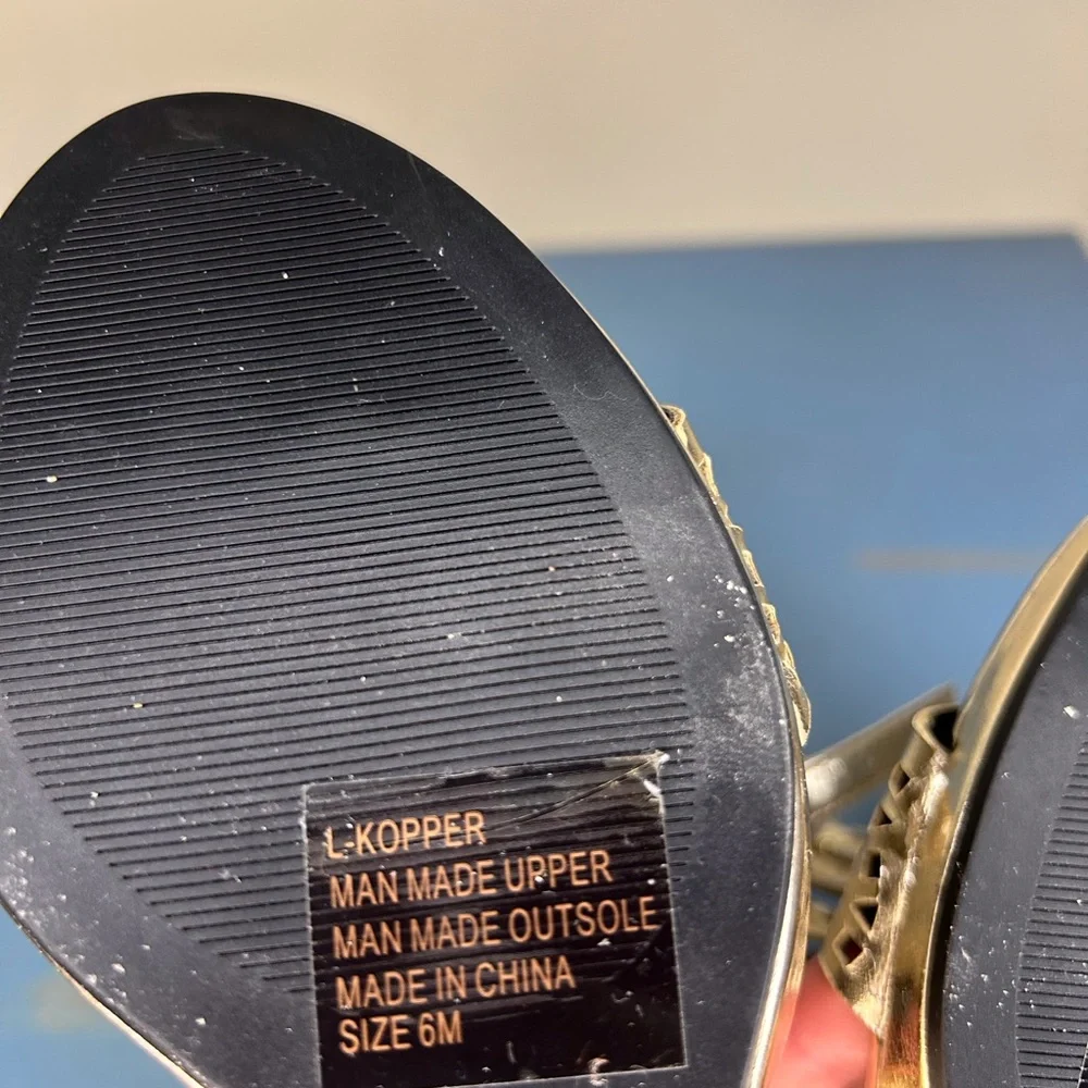 LFL Metallic Gold Wedge Sandals
